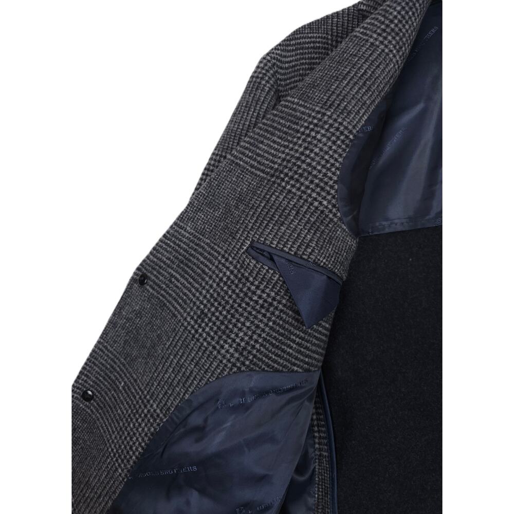 B by Brooks Brothers Mens Classic Fit Overcoat 44L Grey Plaid Wool Blend NWT - Picture 5 of 10
